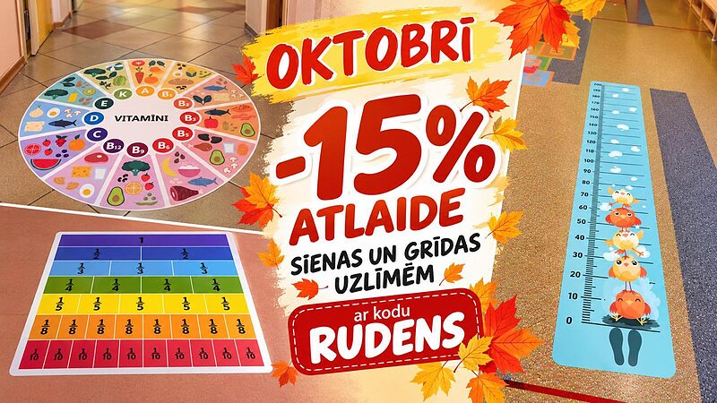 🍁Oktobrī -15 % sienas un grīdas uzlīmēm