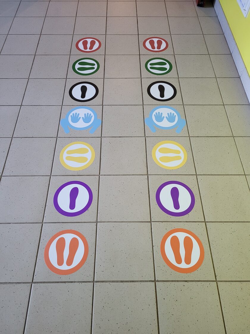 Sporty activities floor stickers Jump on the heels BigGames.lv