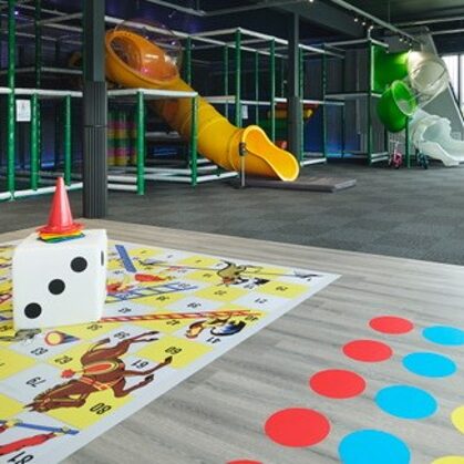 We can also make games as floor stickers