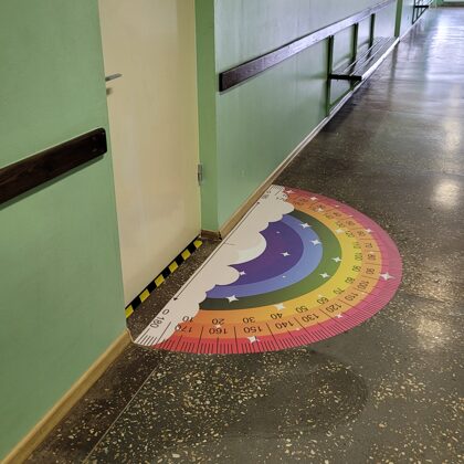 Laminated floor sticker. Educational floor stickers. Protractor. Floor stickers. Stick