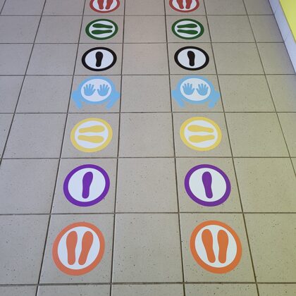 Sporty activities floor stickers Jump on the heels BigGames.lv