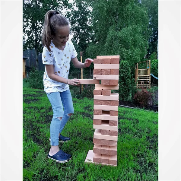 Lielformāta spēles. Dārza Jenga. XL Jenga. Spēļu noma. Dārza spēles pieaugušajiem. BigGame